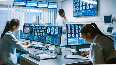 Engineers monitoring and managing servers in a data center