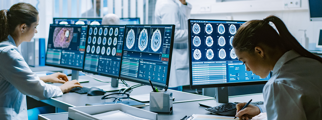 Engineers monitoring and managing servers in a data center