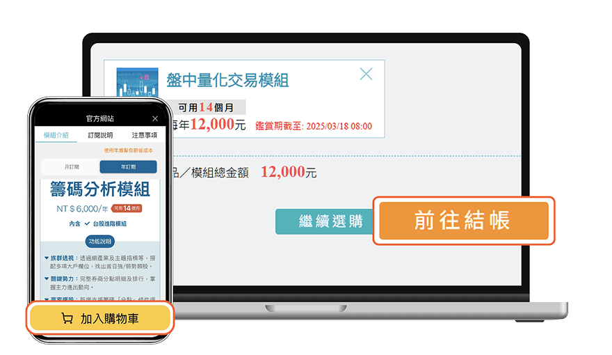 將模組加入購物車後結帳